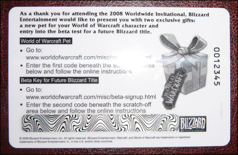 Clef beta Wow WotLK Blizzard WorldWide Invitational 2008